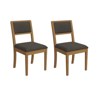 Imagem de Kit 2 Cadeiras Sala Jantar Alice 2CMM006CA Premium Madeira Maciça 2 Un Carvalho/Boucle Chocolate - Kappesberg