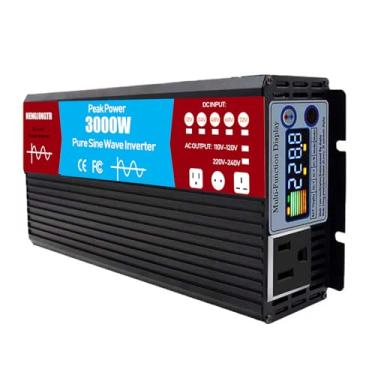 Imagem de HENGJINGTR Inversor de energia, inversor de onda senoidal de 3000W, DC 12V 24V 48V 60V 72V para CA 110V Converter de carro 220V, com exibição LCD, tomadas de CA para caminhões de carro,72V TO 110V