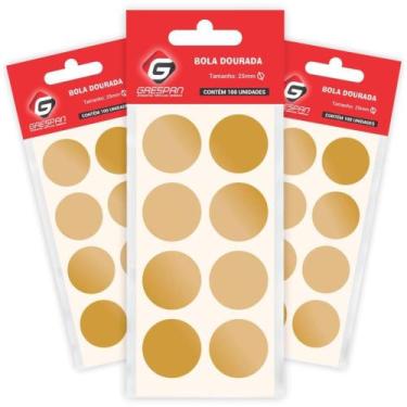 Imagem de Etiqueta Redonda Ouro 25MM com 100 Etiquetas Cartela - Grespan