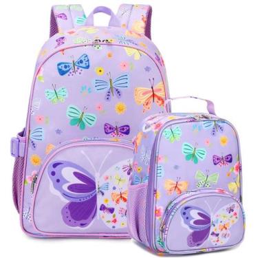 Imagem de Mochila BTOOP Butterfly para crianças e meninas com lancheira de 3 a 6