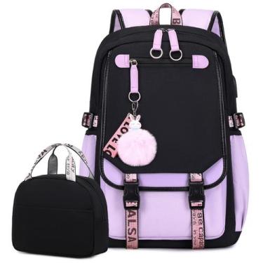 Imagem de Mochila Bevalsa para meninas Kids School College 21L com lancheira