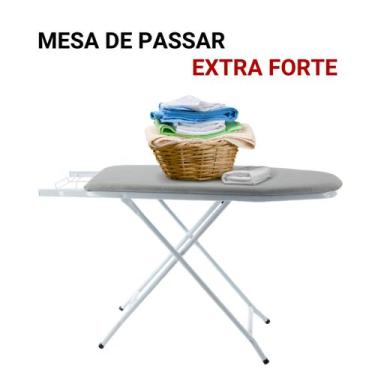 Imagem de Tábua Mesa De Passar Roupa Aço Com Tecido Térmico Regulagem de Altura 