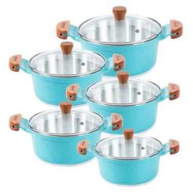 Imagem de Jogo Panelas Azul Alumínio Fundido Usinado Javali Am16A24