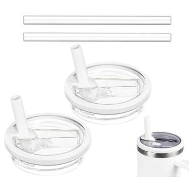 Imagem de 2 pacotes de substituição de tampa de canudo de 850 g compatível com Stanley Quencher, substituição de tampa à prova de vazamento para Stanley H2.0 FlowState Tumbler Stanley H2.0 FlowState