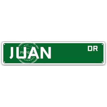 Imagem de PWFGBZY Placas de metal Juan DR placas de metal engraçadas vintage retrô placa de alumínio para rua quarto cozinha jardim parede BAB clube café pendurado decoração de casa 10 × 40 centímetros