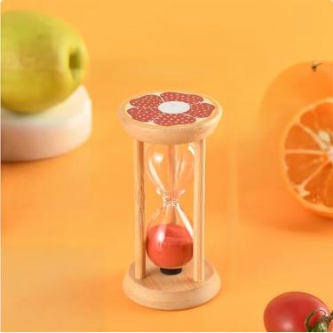 Imagem de Temporizador de areia de bambu colorido ampulheta de madeira Sandglass Reloj de Arena 25 min Sand Clock Timer para jogos de escova de dentes, sala de aula, casa, escritório, cozinha (Pomegranate+