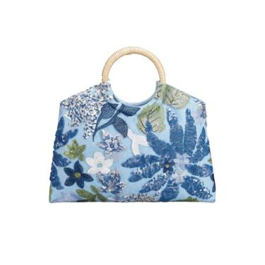 Imagem de MakeMeChic Bolsa feminina floral de lantejoulas bordadas, alça superior, bolsa clutch, Multicor, one_size