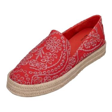 Imagem de TOMS Sapatilhas femininas Carolina Espadrille Slip On Casual - Preto, Ilhós botânico de chama, 41