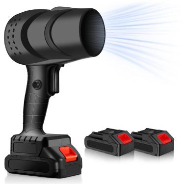 Imagem de Douevo Soprador de folhas sem fio, soprador de folhas portátil de 35000 RPM com 2 baterias e carregador de 1,5 Ah, sopradores de folhas leves para limpeza de pátio, cuidados com o gramado, folhas