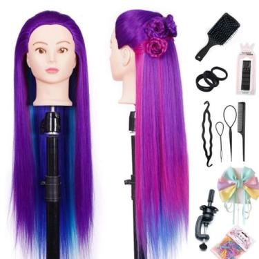Imagem de Training Head Pykisfp 26-28" Manequim de cabelo sintético roxo