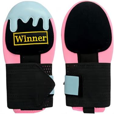 Imagem de Luva deslizante de beisebol universal para mão direita ou esquerda, luva deslizante de beisebol com alça de compressão de pulso ajustável (azul + rosa)