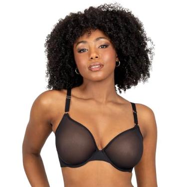 Imagem de Smart & Sexy Sutiã feminino de malha transparente com aro, Hue preto (malha), 34DDD
