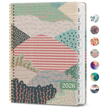 Imagem de Agenda 2026, agenda semanal e mensal, janeiro de 2026 a dezembro de 2026, agenda espiral de capa dura com abas mensais, páginas de notas, perfeito para mulheres e homens, A4 (21,6 cm x 28 cm