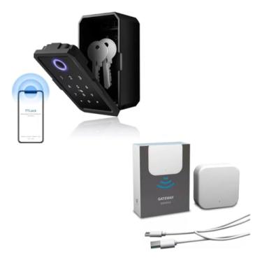 Imagem de Kit Guarda Chaves Digital com Gateway WiFi, Metal, Controle Remoto por Aplicativo, Moderno, Reconhecimento Facial, Residencial, Airbnb, Hóteis