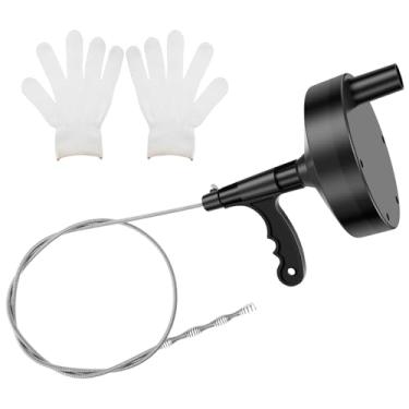 Imagem de Eixo helicoidal de drenagem de 33 pés, trado de cobra de drenagem com luvas, ferramenta de remoção de entupimento de ralo de cobra para esgotos, cozinhas e banheiros, trado de cobra de vaso sanitário
