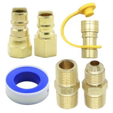 Imagem de MDEOOSKY Conjunto de montagem de mangueira de gás propano líquido de 3/20.3 cm, kit de acessórios de conexão rápida de gás natural, adaptador de conector rápido para churrasqueira a gás propano de