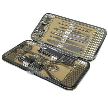 Imagem de Kit Manicure Estojo Completo 12pçs Para Unhas Aço Inoxidável Cortador Alicate Espátulas Tesoura Pedicure Profissional Desencravador Autoclave
