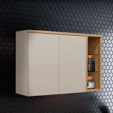 Imagem de Armário Aéreo Duplo 2 Portas 120cm Allure com Nicho Decorativo - Reple