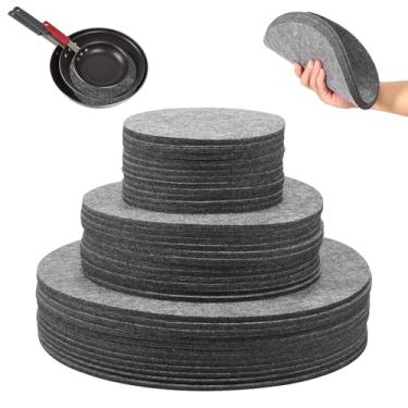 Imagem de 84/144 peças divisórias de armazenamento de pratos, separadores de pratos reutilizáveis, separadores de placas de feltro cortáveis, protetores de armazenamento de pratos dobráveis para empilhamento de