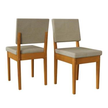 Imagem de Kit 2 Cadeiras 100% Madeira Maciça Encosto e Assento Estofado Miami - 