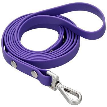 Imagem de Coleira longa impermeável para treinamento de cães de 3 m ao ar livre em PVC, ótima para treinamento de cães grandes, médios e pequenos, para praia, quintal, brincadeiras, acampamentos (roxa