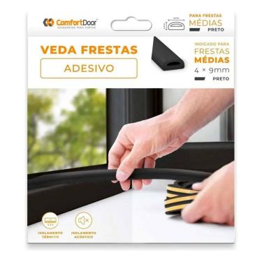 Imagem de Veda Frestas Auto Adesivo Porta Janelas 4Mm Preto - 6 Metros