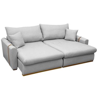 Imagem de Sofá Cama Cristal 4 Lugares Retrátil Tecido Linho 230cm Zarat Cor Cinza