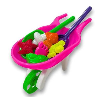 Imagem de Carrinho de Mão Radical RB15 Rosa Kit Brinquedos Praia Areia Brinquedo