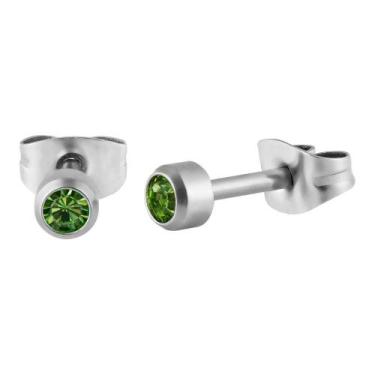 Imagem de Brinco Aço Ponto de Luz Zircônia Verde Clara 4mm - Convex