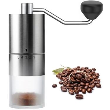 Imagem de EZLucky Moedor de café manual portátil – Rebarba cônica de cerâmica com 5 configurações ajustáveis para moer, perfeito para entusiastas de café expresso em casa, escritório ou acampamento