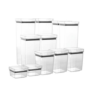 Imagem de LYOR - Conjunto 11 Potes Herméticos de Poliestireno Empilhável My Box - Organização de Alimentos - Porta Mantimentos com Tampa Hermético