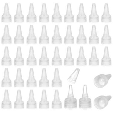 Imagem de PATIKIL 18/410 tampas giratórias, 100 peças de tampas de substituição de garrafa de plástico com junta de espuma para tampas de tinta, distribuição de cola, artesanato faça você mesmo, transparente