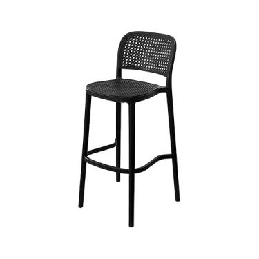 Imagem de Banqueta Amis em Polipropileno e Simulando Palha no Assento e Encosto (Preta)