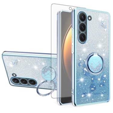 Imagem de Asuwish Capa de celular para Samsung Galaxy S23 5G com protetor de tela de vidro temperado, suporte de anel, brilhante, transparente, híbrido, à prova de choque, capa protetora de TPU S 23 23S GS23 G5