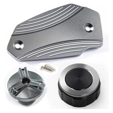 Imagem de Tampa de fluido de freio dianteiro traseiro e acessórios de proteção de tampa de combustível compatíveis com Z 900 Z 800 Z 650 Z650 Z900 Z800 2013-2024 (conjunto de titânio)