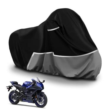 Imagem de Capa de motocicleta à prova d'água compatível com Yamaha R1 R2 R3 R6 R7 Supersport, capa de motocicleta de tecido Oxford 420D para proteção de neve chuva e poeira