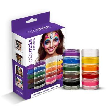 Imagem de Cartela Tinta 10 Cores Colormake Cremosa Maquiagem Artística
