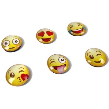 Imagem de Kit 6 Emoticons Com Imã Humor Para Geledeira Quadro Metálico