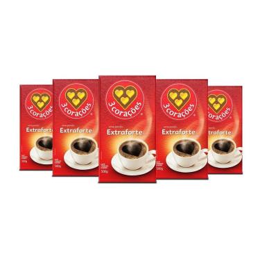Imagem de Café 3 Corações Extraforte A Vácuo Kit 5 Pacotes 500G