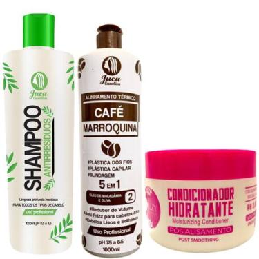 Imagem de Kit 5 Progressiva Café Marroquina 1l + 6 Shampoo 1l E 9 Mascara Pós Qu