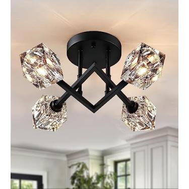 Imagem de Luminária pendente de lanterna de fazenda, luminária de teto para foyer industrial, 12 polegadas, preta, gaiola com aberturas em V, luz suspensa para cozinha, ilha, sala de jantar, escada