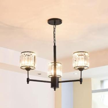 Imagem de Lustre de cristal preto vintage de 6 luzes para sala de jantar Sputnik grande luminária de teto rústica de fazenda de meados do século luminária pendente suspensa moderna para ilha de cozinh