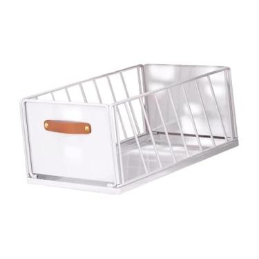 Imagem de Generic Organizador de armário deslizante com gaveta deslizante multiuso com alça, prateleira de despensa para armário de, sala de estar, White 30cm
