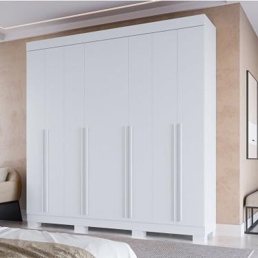 Imagem de Guarda-roupa Casal 8 Portas 4 Gavetas 218,4cm Azaleia Espresso Móveis Branco