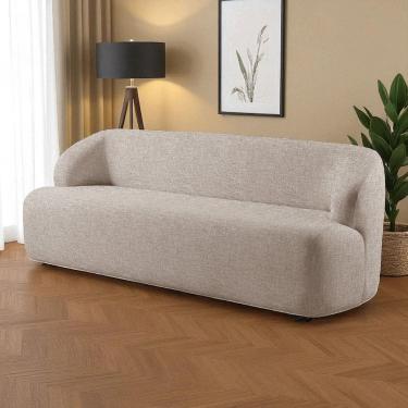 Imagem de Sofá Fixo Noah 3 Lugares Luxo 2,20m Castellar Móbile Linho Cappuccino