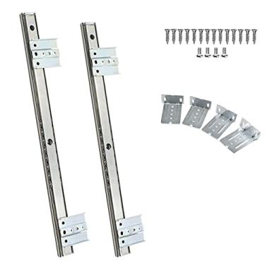 Imagem de Suporte deslizante para teclado de 14 polegadas: calha para teclado preto/prateado, guias de prateleiras para teclado, deslizamento silencioso com parafusos, fácil instalação, altura ajustável, estab