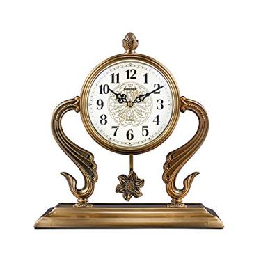 Imagem de Relógio de mesa retrô europeu relógio de cornija vintage relógio de mesa com balanço para escritório decoração de casa presente operado a bateria F (A) (O)