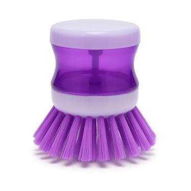 Imagem de Escova De Limpeza Multiuso Premium Com Dispenser 9cm Escova Para Louças Com Reservatório Para Detergente Cerdas De Nylon Resistentes Compacta Prática Durável Ideal Para Cozinha Banheiro (Roxo)