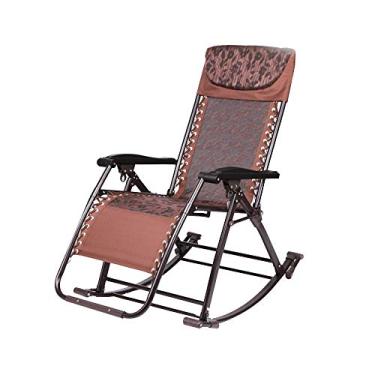 Imagem de Bseack Cadeira de balanço portátil, cadeira de descanso dobrável, encosto ajustável, cadeira de soneca para idosos para varanda de jardim Capacidade de carga nominal: 180 k (181,4 kg) (Cor: A)