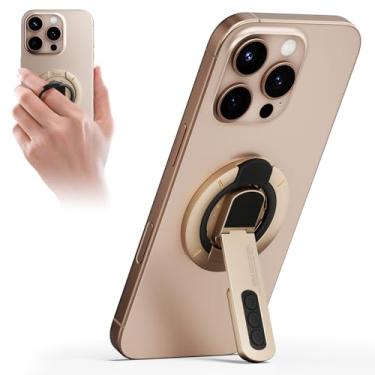 Imagem de TODI Suporte magnético para celular MagSafe, suporte de anel de dedo magnético 3 em 1 com ímã de dupla face, design de brinquedo fidget para iPhone 16/15/14/13/12 Series (dourado)
